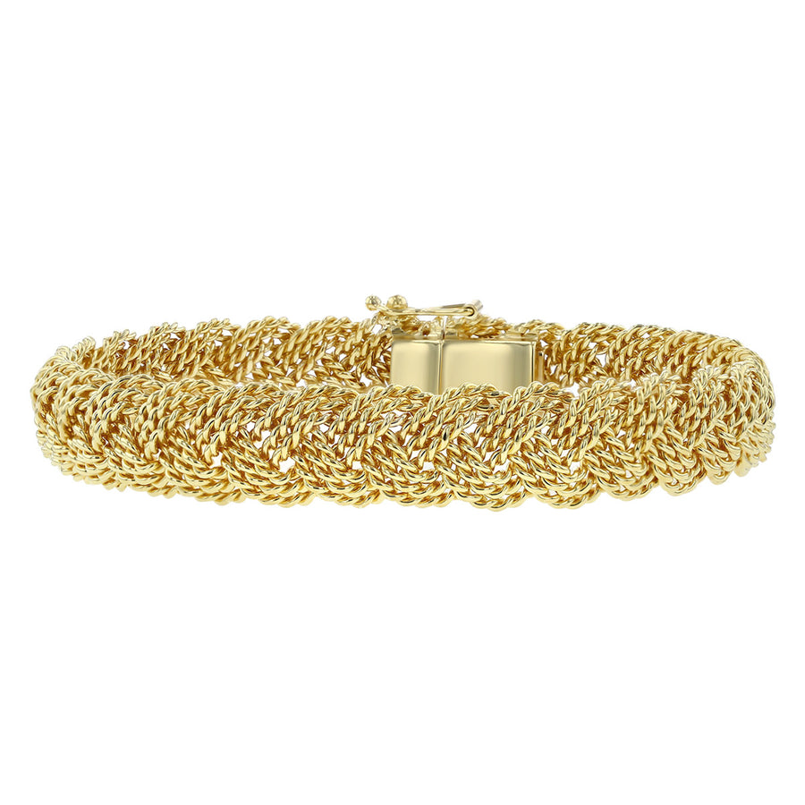 18K Yellow Gold Wire Mesh Bangle Bracelet