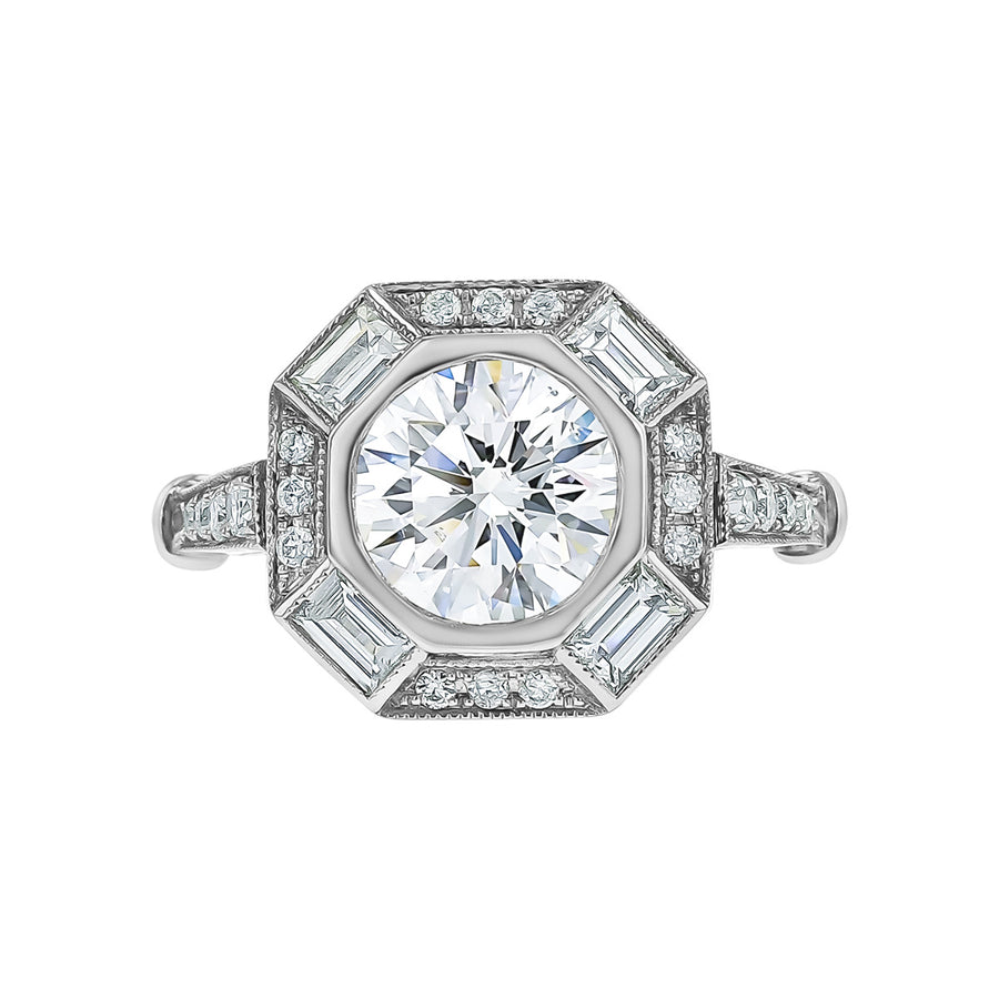 Platinum Old European Diamond Engagement Ring