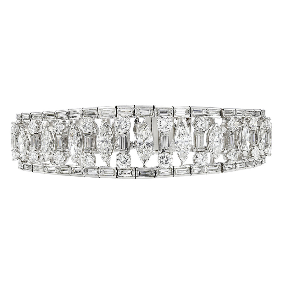 Mid-Century Platinum 28-Carat Diamond Bracelet