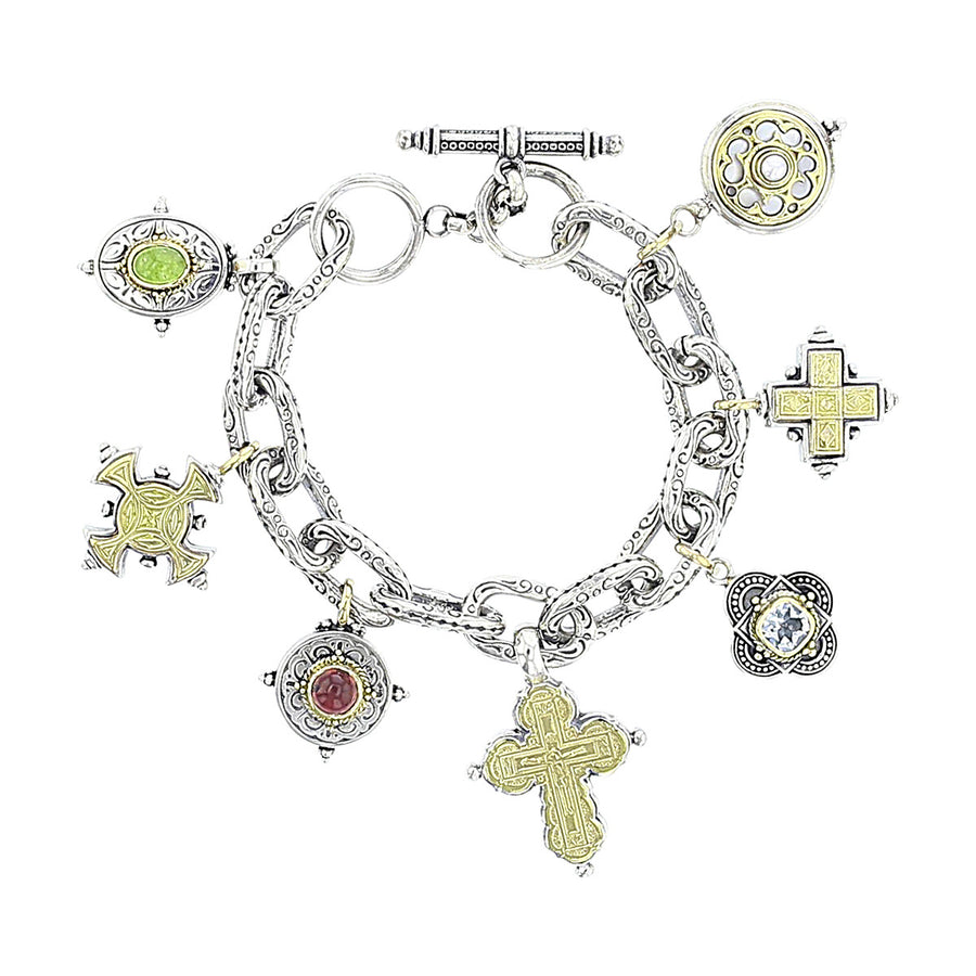 Konstantino Sterling Silver and Gold Charm Bracelet