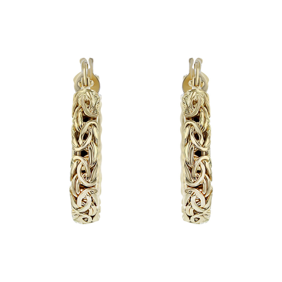 14K Yellow Gold Byzantine Hoop Earrings