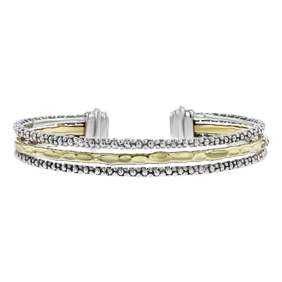 Michael Dawkins Sterling Silver and 18K Yellow Gold Cuff Bracelet