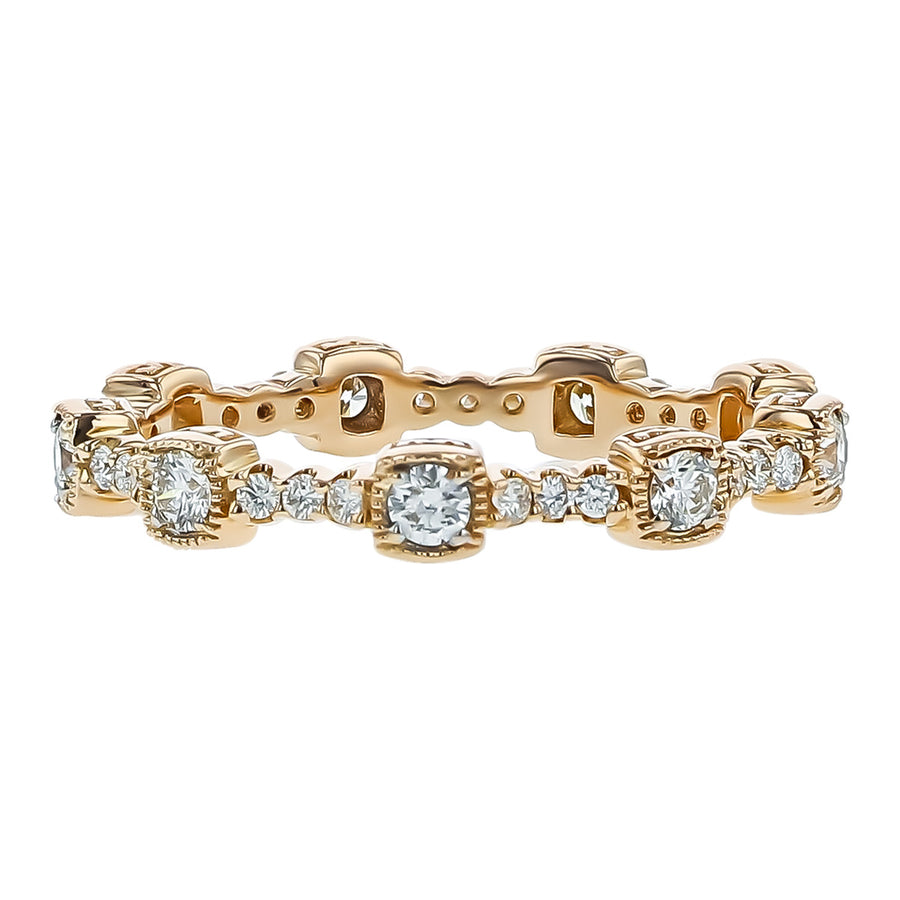 14K Rose Gold Diamond Stackable Box Wedding Ring