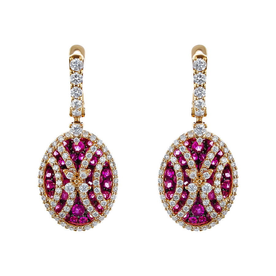 Salavetti Pink Sapphire and Diamond Drop Earrings