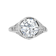 Art Deco Platinum European-cut Diamond Engagement Ring