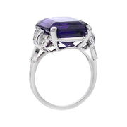 Platinum Octagonal Amethyst and Diamond Ring