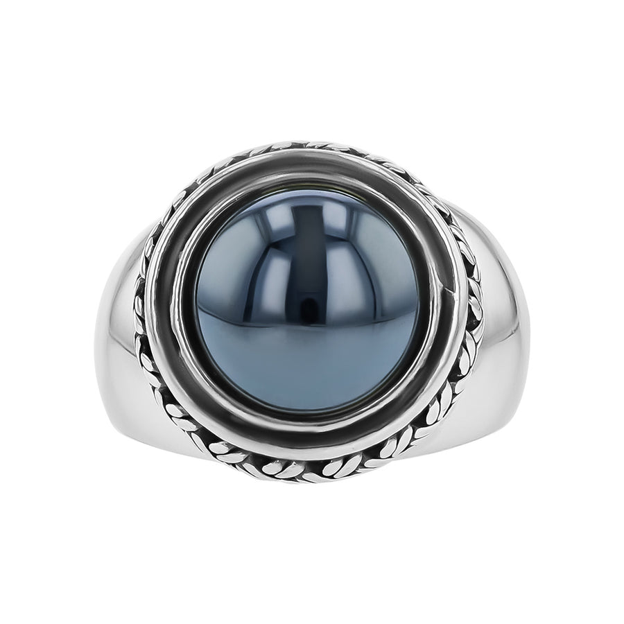 Sterling Silver Cabochon Hematite Ring