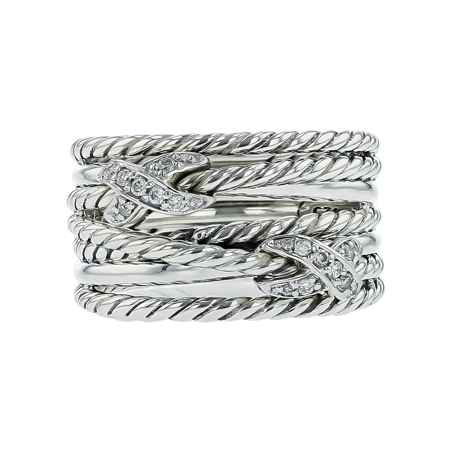 David Yurman Double X Crossover Ring with Diamonds