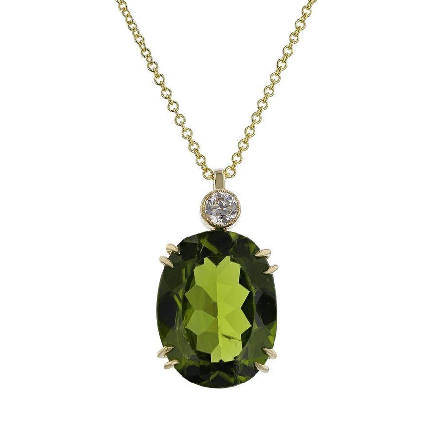14K Yellow Gold Peridot and Diamond Pendant Necklace Schiffman's