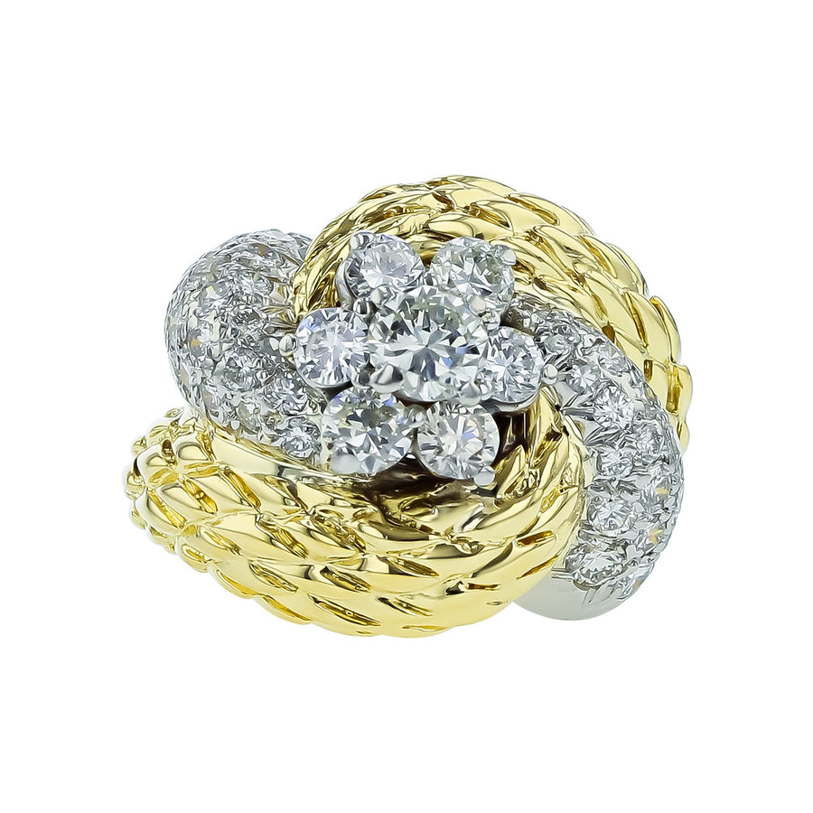 c. 1960s 18K Two Tone Gold Diamond Ring