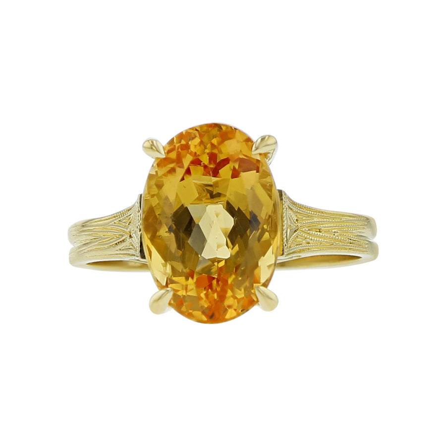 4.40-Carat Orange Topaz 18K Yellow Gold Ring