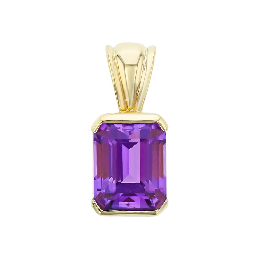 14K Yellow Gold Emerald-cut Amethyst Pendant