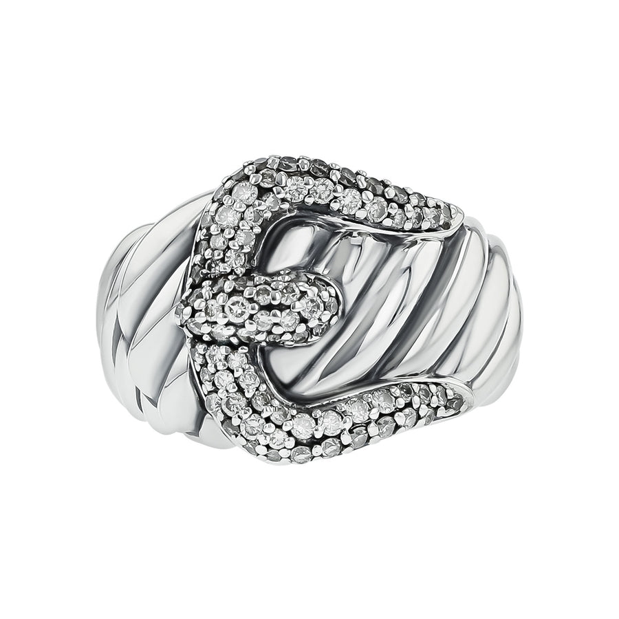 David Yurman Sterling Silver Diamond Buckle Ring