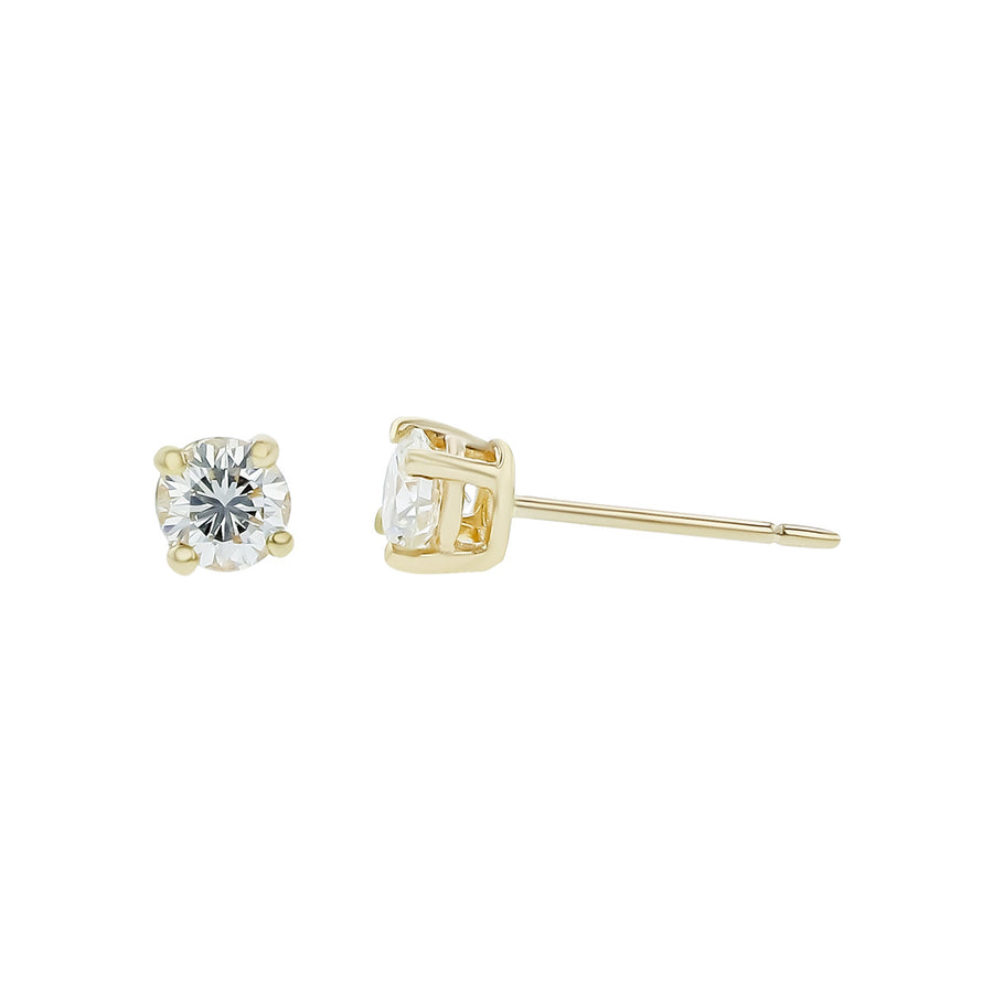 14K Yellow Gold Brilliant Diamond Stud Earrings