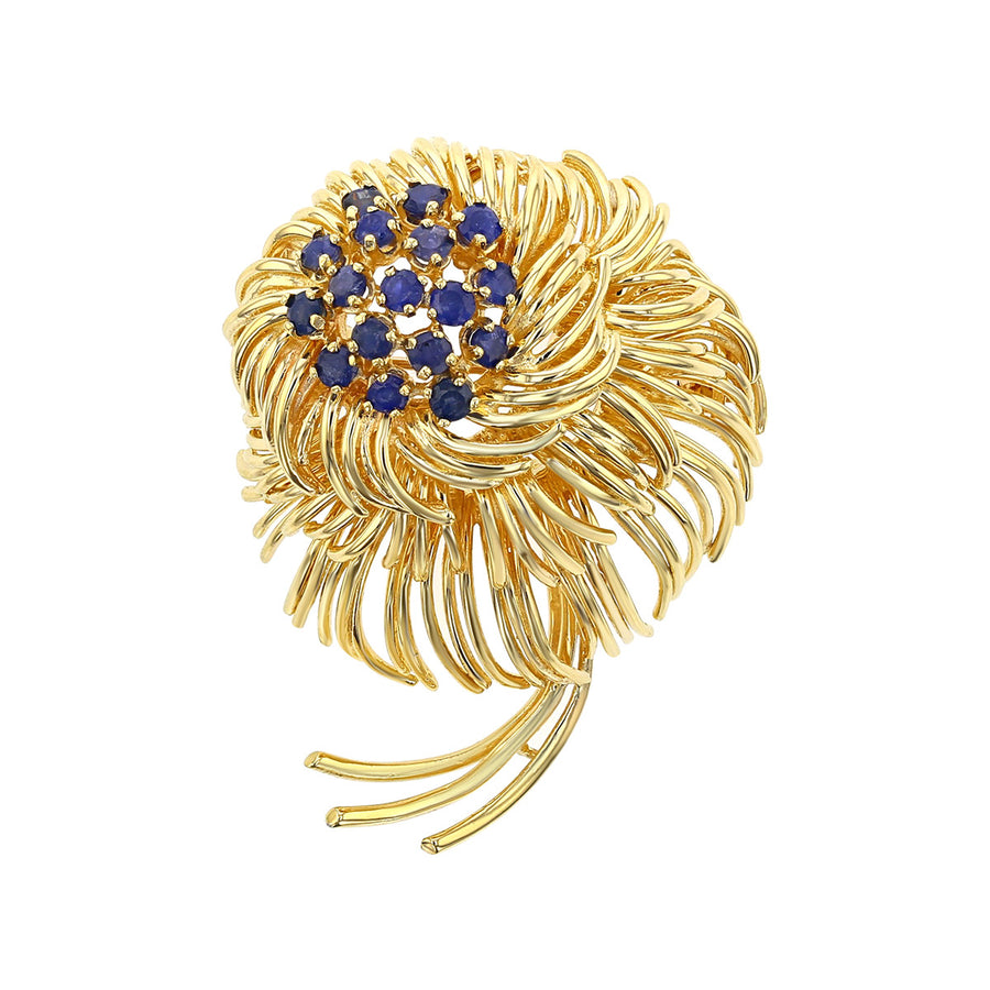 Mid-century 14K Yellow Gold Sapphire Domed Pin