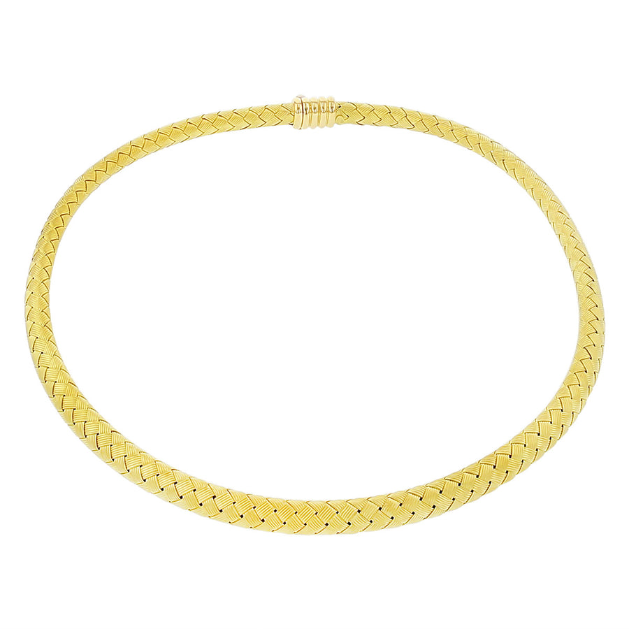 18K Yellow Gold Crosshatch Necklace