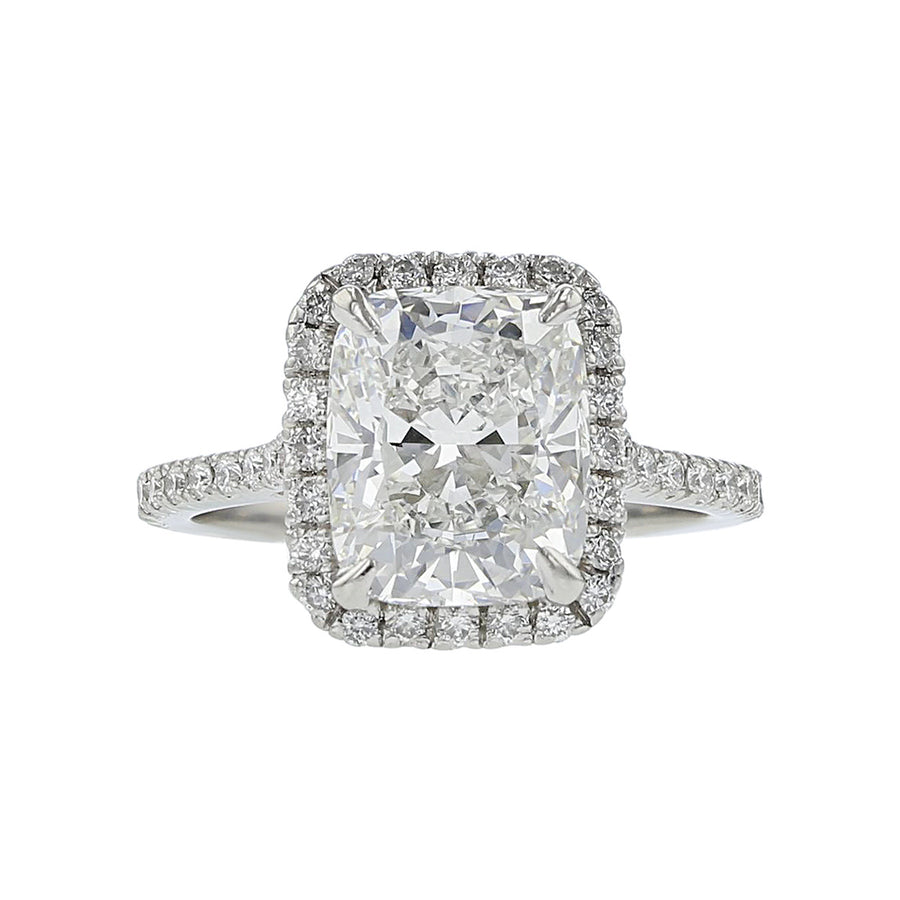 Platinum Cushion-cut Diamond Halo Engagement Ring Schiffman's