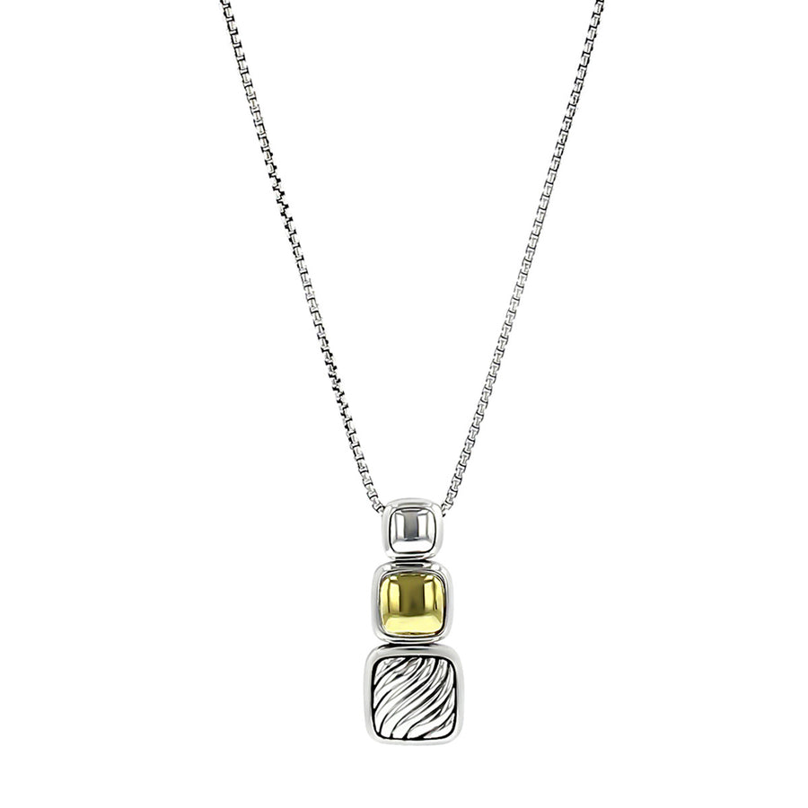 David Yurman Sterling Silver and 18k Gold Chiclet Triple Drop Pendant