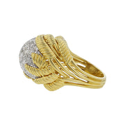 18K Yellow Gold Pave Diamond Cluster Ring