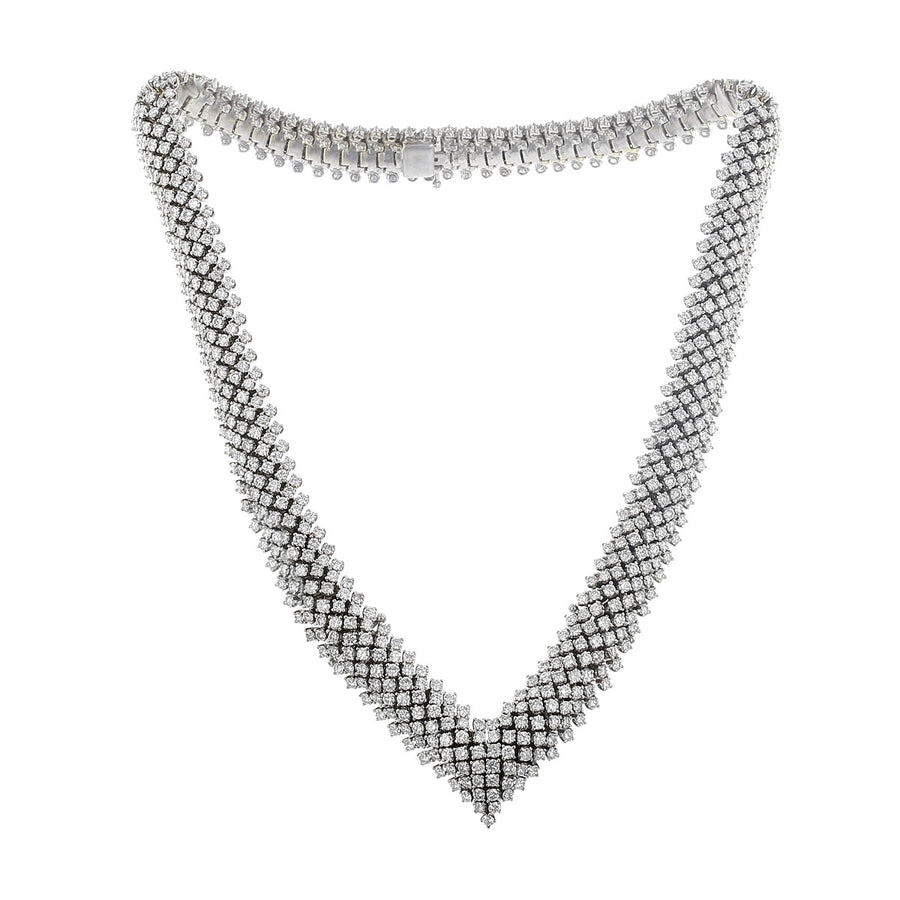 49.00-Carat Diamond 14K White Gold V Necklace