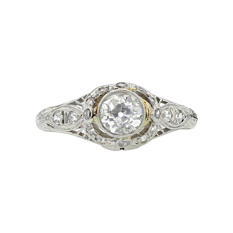 Art Deco Platinum Filigree Diamond Engagement Ring