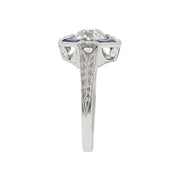 Art Deco Old European-cut Diamond and Sapphire Ring