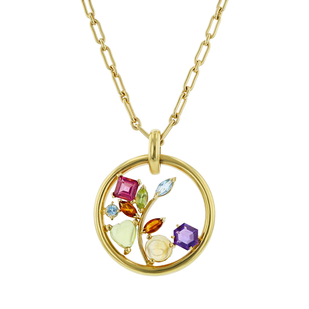 Macy's Multi-Gemstone (2-1/8 ct. t.w.) and Diamond Accent Cluster Pendant  Necklace in 18k Gold-Plated Sterling Silver - Macy's