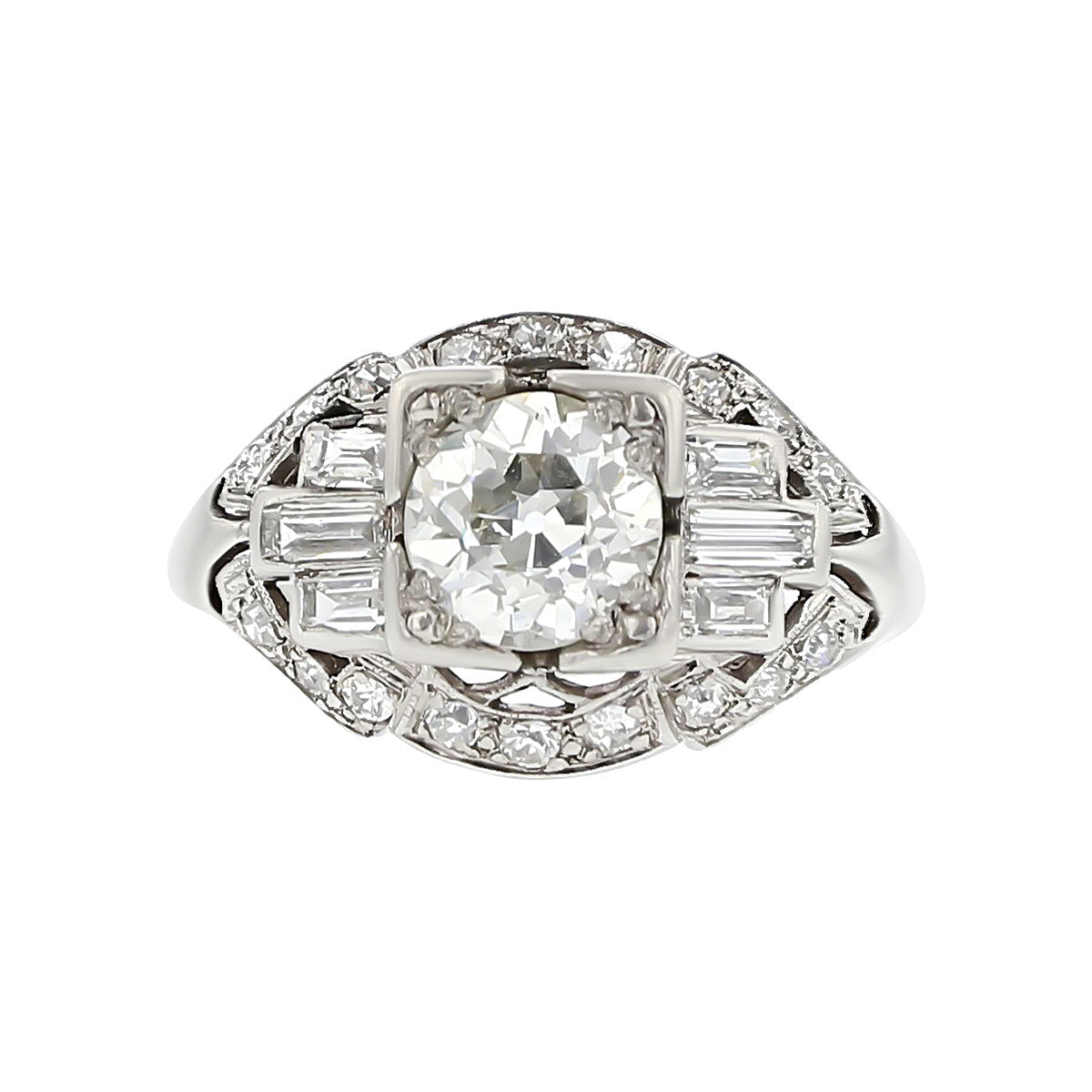 Mid-century Platinum Diamond Engagement Ring | Schiffman's Jewelers