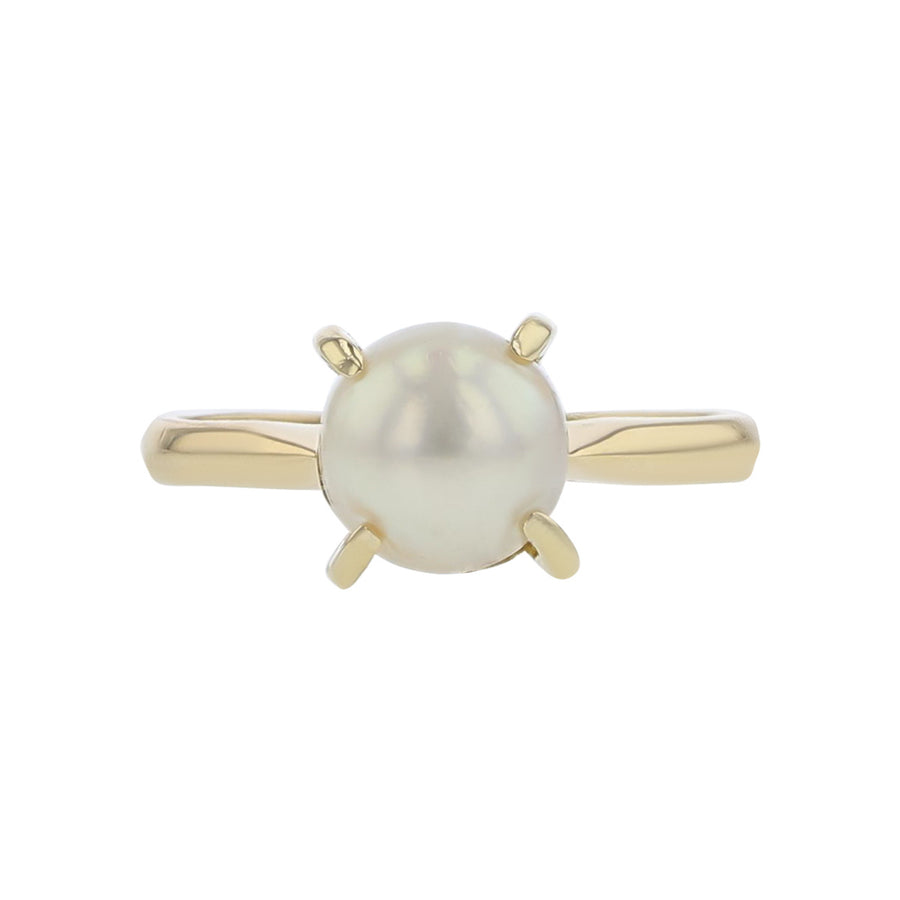 14K Yellow Gold 4 Prong Cultured Pearl Ring