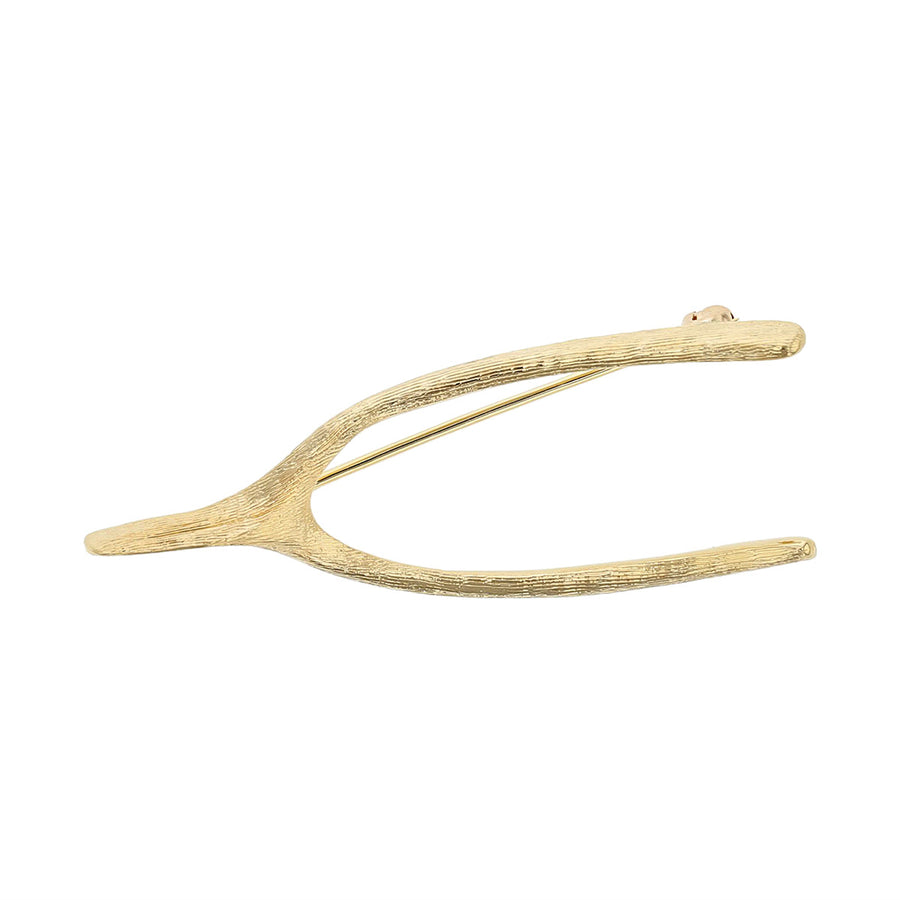 Ballou 14K Yellow Gold Wishbone Pin