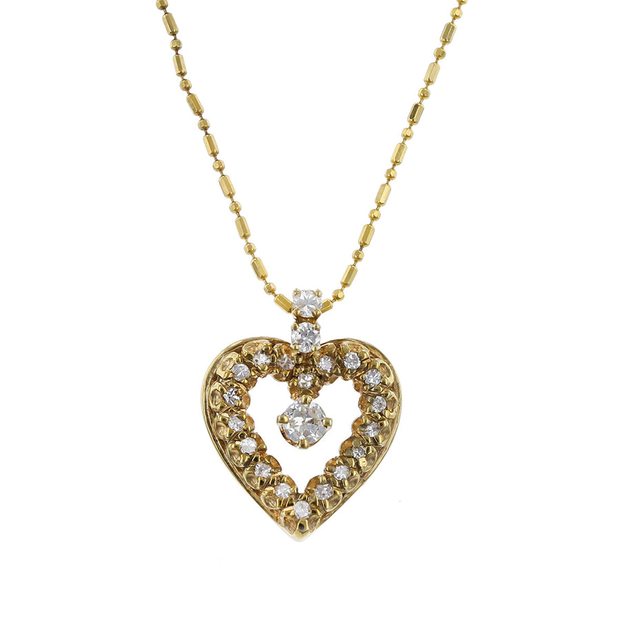 Mid-Century European-cut Diamond Heart Shaped Pendant | Schiffman's ...