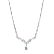 Platinum Pear Shape Aquamarine and Diamond Necklace