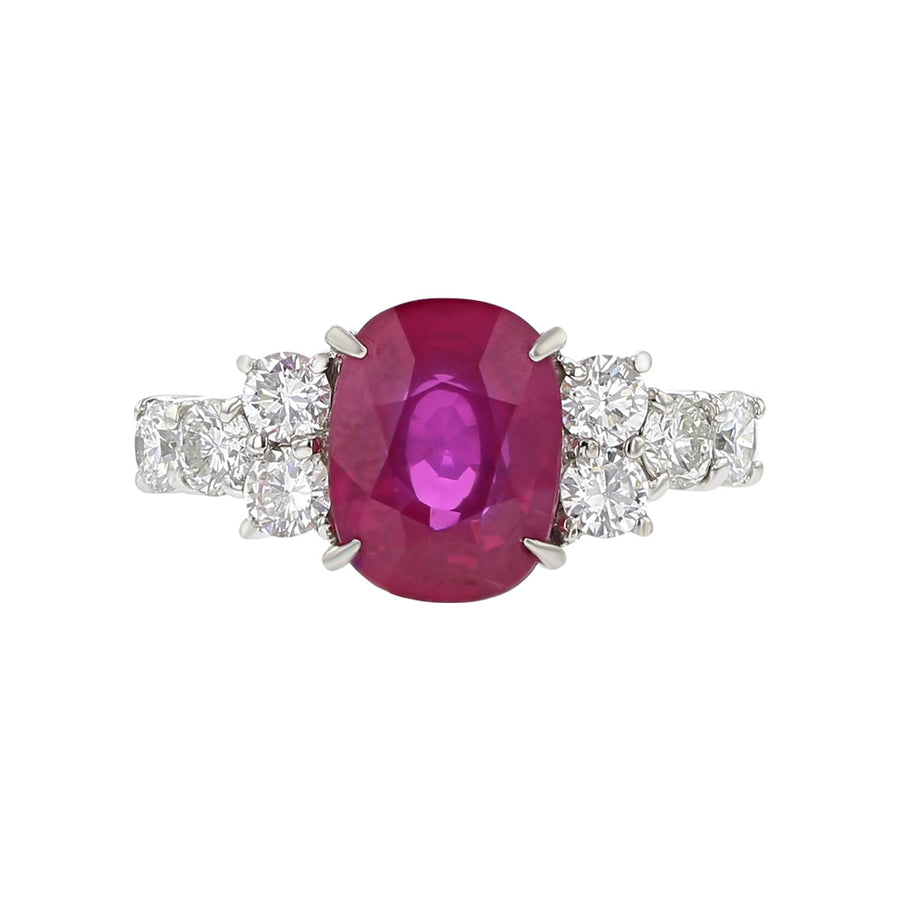 Platinum Mozambique Ruby and Diamond Ring