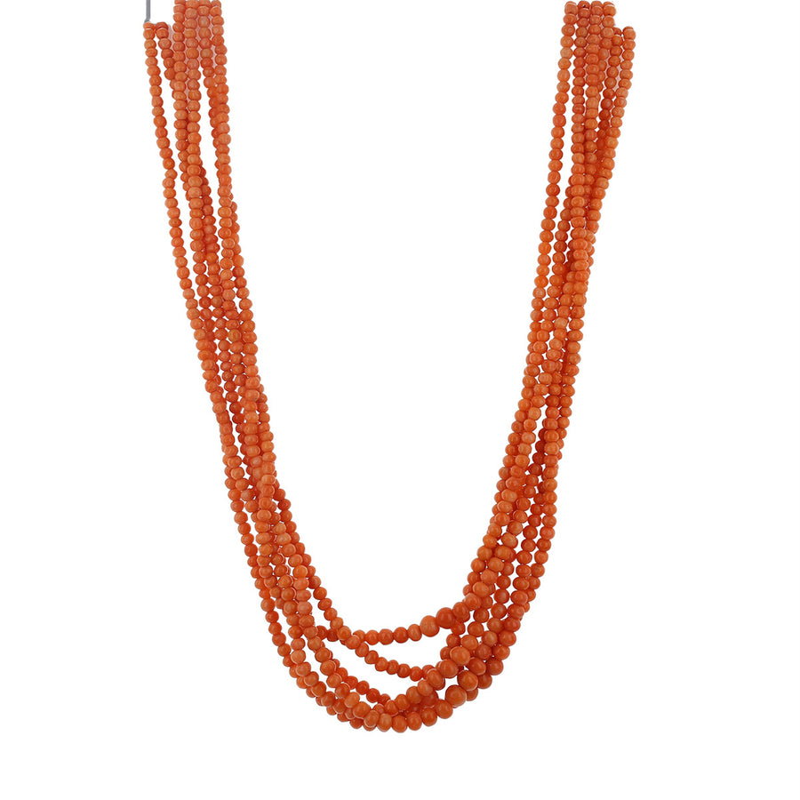 36-Inch 6-Strand Graduated Coral Twisted Necklace