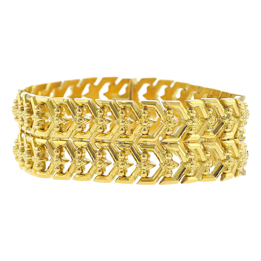 18K Yellow Gold Lay Flat Link Double Row Bracelet