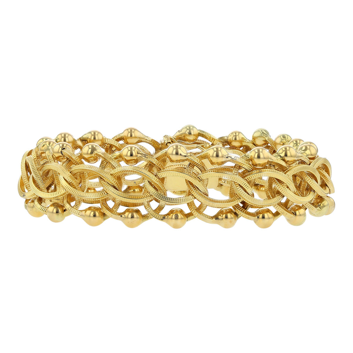 14k Yellow Gold Fancy Men's Bracelet with a safety clasp — Dazzlers Inc