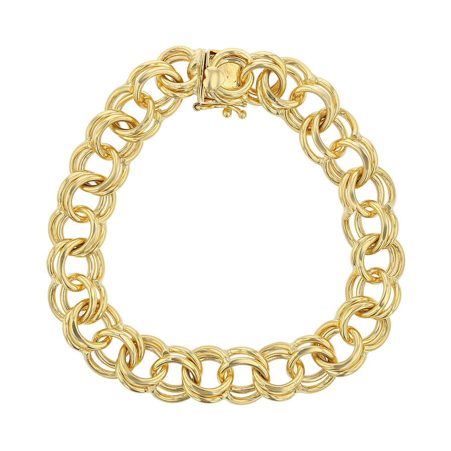 14K Yellow Gold Polished Wide Double Link Bracelet