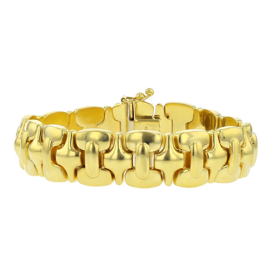 7-Inch 18K Yellow Gold Lay Flat Link Wide Bracelet