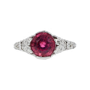 Art Deco Platinum Pink Tourmaline and Diamond Ring