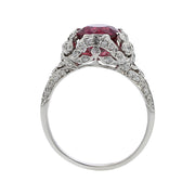 Art Deco Platinum Pink Tourmaline and Diamond Ring