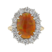 Victorian Cabochon Opal and Diamond Halo Ring
