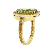 18K Gold Peridot and Yellow Sapphire Ring