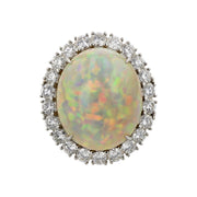 Platinum Ethiopian Opal Diamond Halo Ring