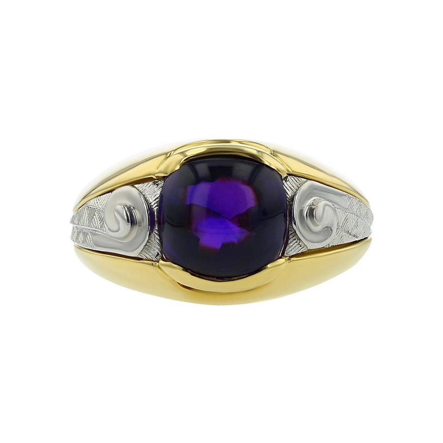 18K Yellow Gold and Platinum Amethyst Ring