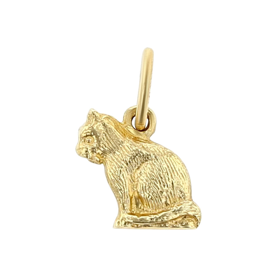 14K Yellow Gold Cat Charm