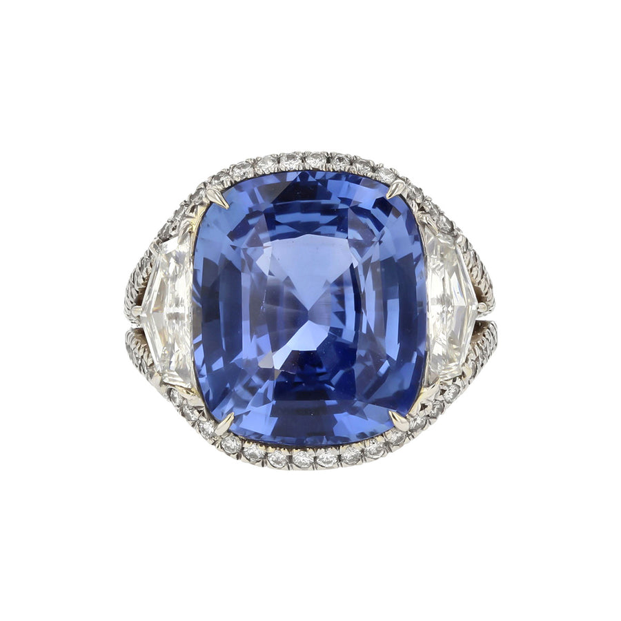 15.50-Carat Sapphire and Diamond Halo Ring
