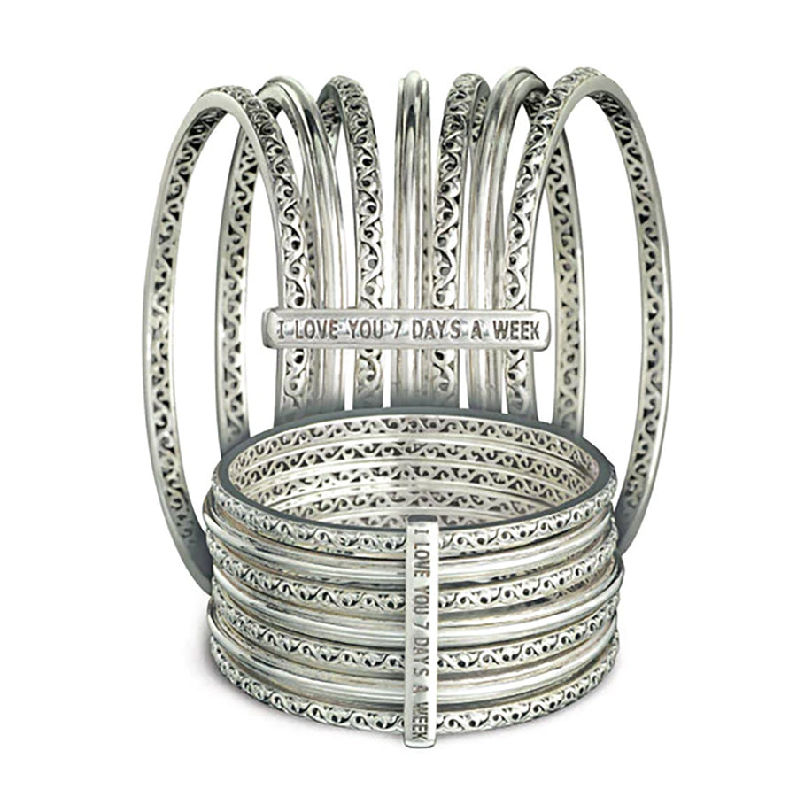 Silver I Love You 7 Days A Week Bangles