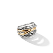 Crossover Wide Ring with Gold