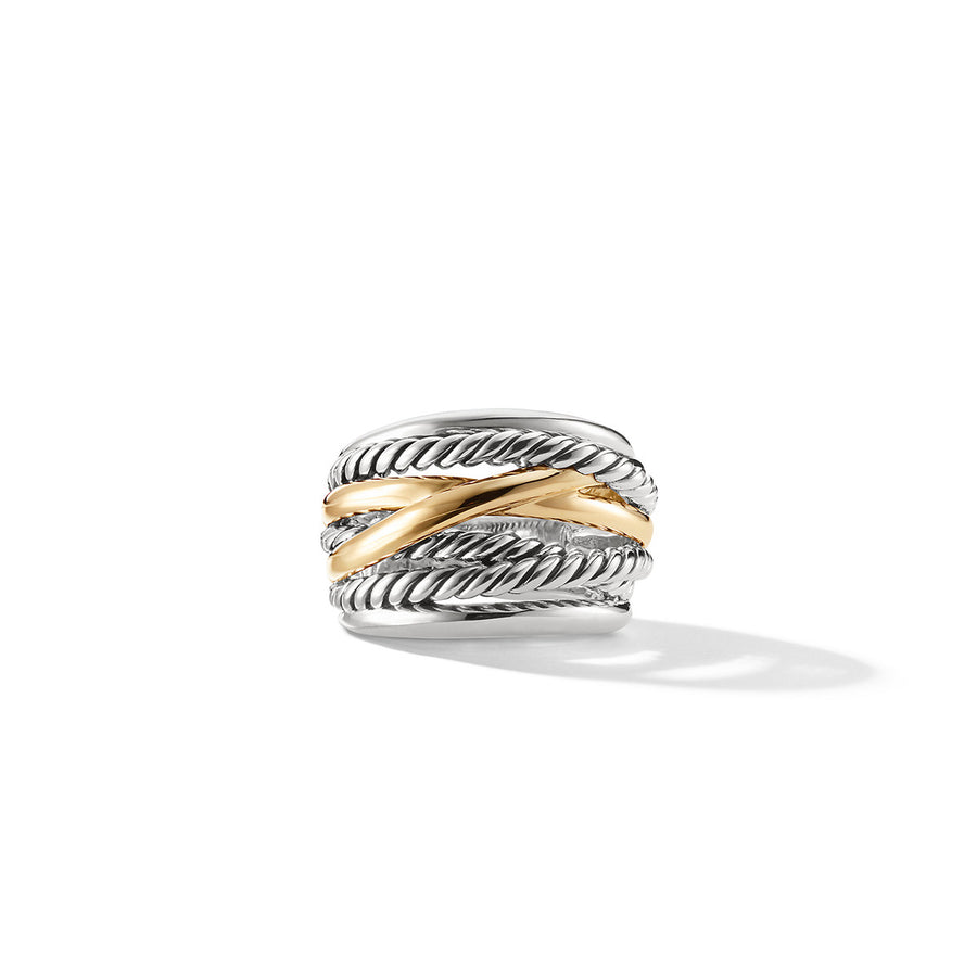 Crossover Wide Ring with Gold