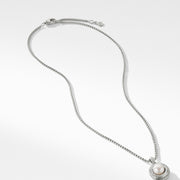 Pearl Crossover Pendant Necklace with Diamonds